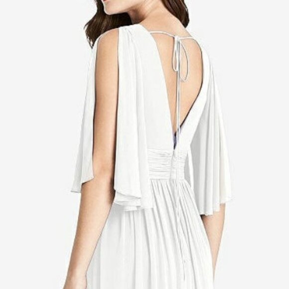 After Six 6777.....Split Sleeve Backless Chiffon Maxi Dress.....White...Size 0 - Picture 6 of 8